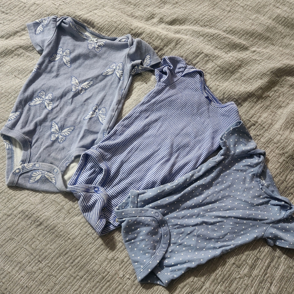 Carter's Blue Butterfly, Stripe & Polka Dot Baby One-Piece Bodysuits